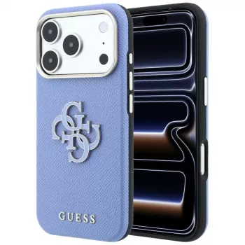 Guess graanitud ja suure vaigust logoga ümbris iPhone 18 Pro / 17 Pro jaoks, sinine