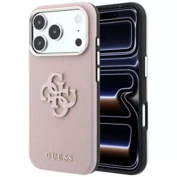Guess graanitud ja suure vaigust logoga ümbris iPhone 18 Pro / 17 Pro jaoks, roosa