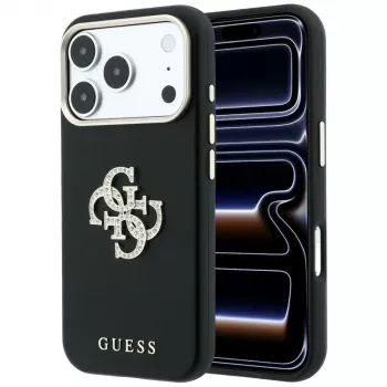 Guess Smooth & Big Strass Logo ümbris iPhone 18 Pro / 17 Pro jaoks, must
