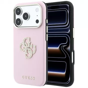 Guess Smooth & Big Strass Logo ümbris iPhone 18 Pro Max / 17 Pro Max jaoks, roosa