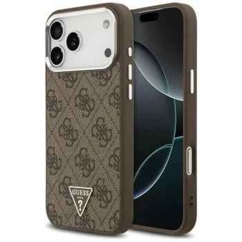 Guess 4G Triangle Logo MagSafe ümbris iPhone 18 Pro Max / 17 Pro Max jaoks, pruun/hõbedane