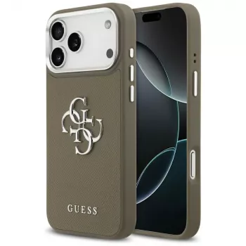 Guess Grained Big 4G Classic Logo - iPhone 17 Pro Max ümbris (pruun)