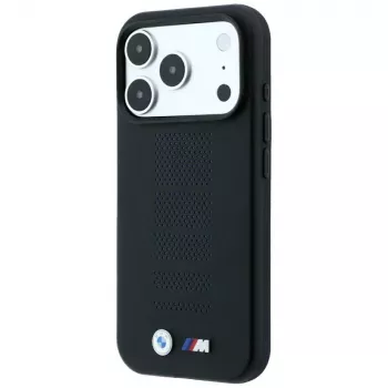 BMW M Blue Perfo Metal Logo MagSafe ümbris iPhone 18 Pro / 17 Pro jaoks, must