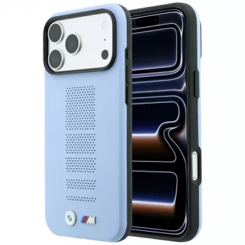BMW M Blue Perfo Metal Logo MagSafe ümbris iPhone 18 Pro / 17 Pro jaoks, sinine