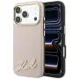 Karl Lagerfeldi teralise pinnaga ümbris vaigust signatuurlogoga, MagSafe, iPhone 18 Pro / 17 Pro jaoks, roosa