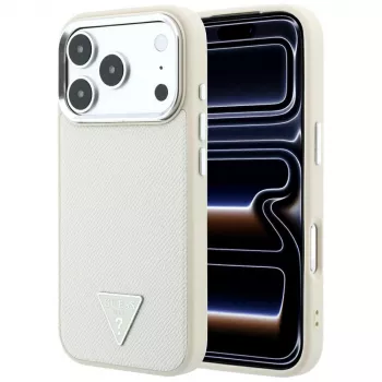 Guess graanitud kolmnurkse logoga MagSafe ümbris iPhone 18 Pro / 17 Pro jaoks, beež