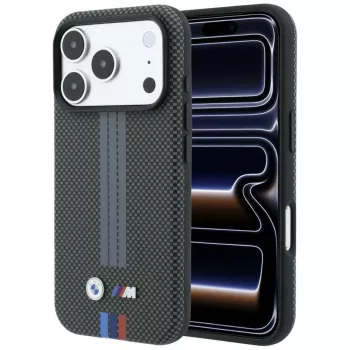 BMW M Quadrille Kevlar Tricolor Print Lines MagSafe ümbris iPhone 18 Pro / 17 Pro jaoks, antratsiithall