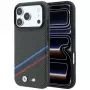 BMW M Quadrille Kevlar trükiga kolmevärviliste joonte ja metall-logo MagSafe ümbris iPhone 18 Pro Max / 17 Pro Max jaoks, antratsiit