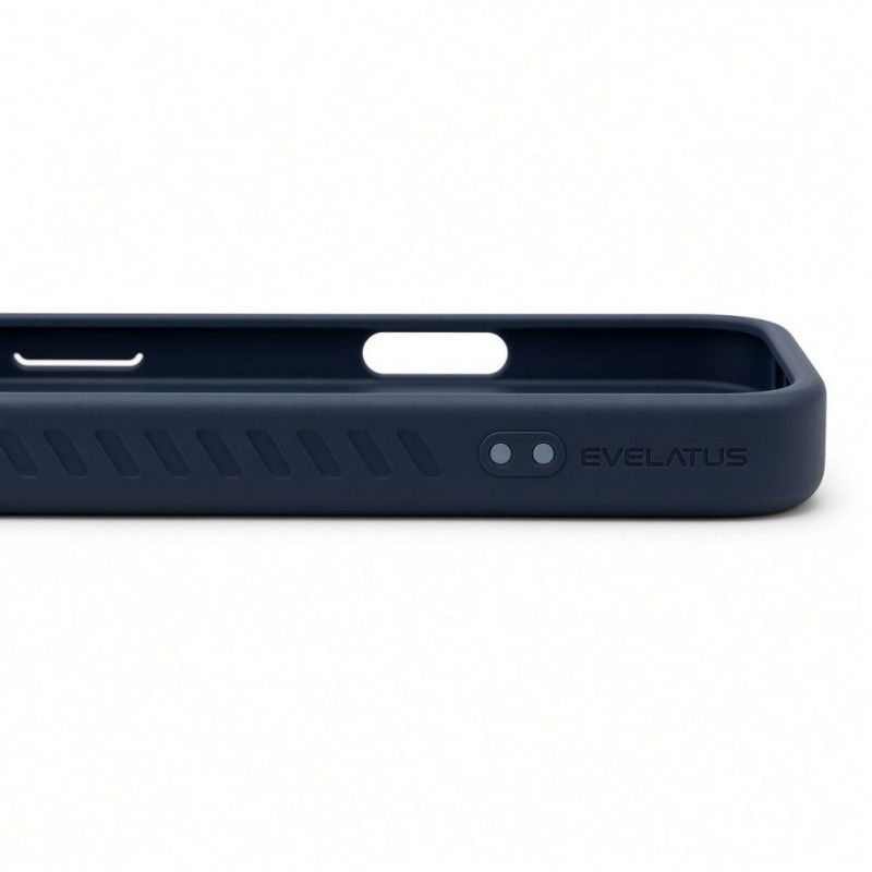 Evelatus kummikattega MagSafe ümbris koos alusega Apple iPhone 18 Pro Max jaoks, tumesinine