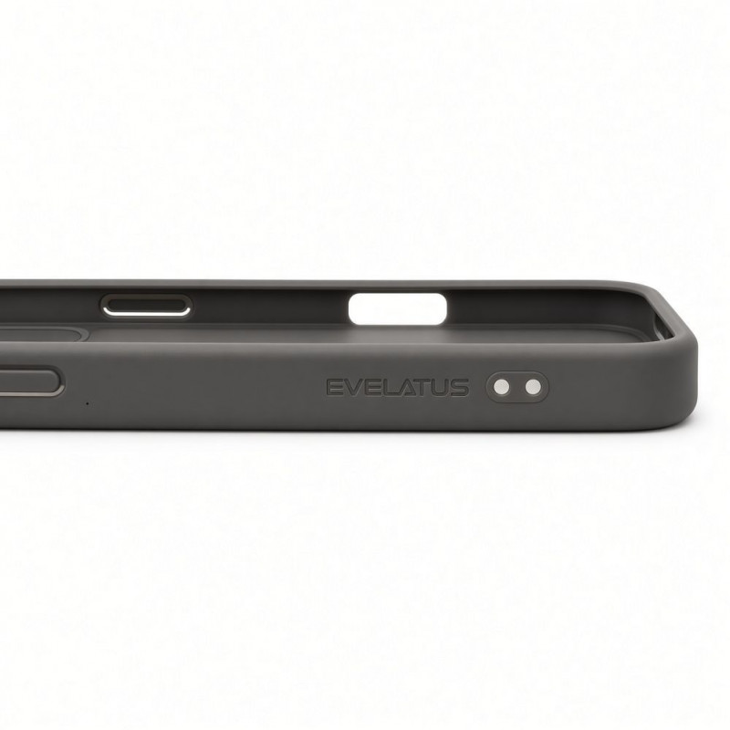 Evelatus Shield kaitseümbris MagSafe'i ja alusega Apple iPhone 18 Pro Maxile, mati rõngas, suitsuhall