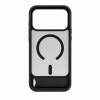 Evelatus kummikattega MagSafe ümbris koos alusega Apple iPhone 18 Pro Max jaoks, must