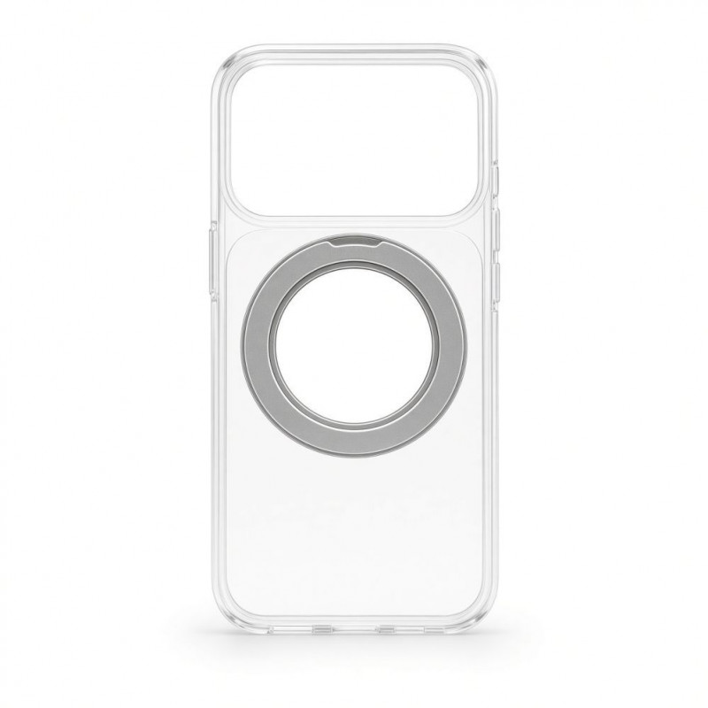 Evelatus hübriidne MagSafe ümbris 360-kraadise metallalusega Apple iPhone 18 Pro jaoks, PC+TPU, läbipaistev