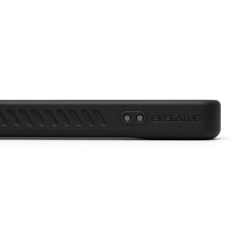 Evelatus kummikattega MagSafe ümbris koos alusega Apple iPhone 18 Pro jaoks, must