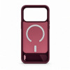 Evelatus kummikattega MagSafe ümbris koos alusega Apple iPhone 18 Pro Max jaoks, burgundia