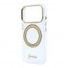 Guess HC MagSafe IML Ring Stand 360 Script Metal Logo ümbris Apple iPhone 18 Pro jaoks, läbipaistev