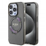 Guess PC/TPU Flowers Ring Glossy Logo MagSafe ümbris Apple iPhone 15 Pro jaoks, läbipaistev must (GUHMP15LHFWFCK)