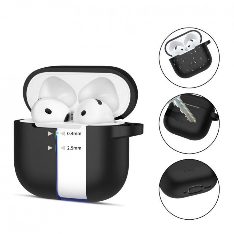 Tech-Protect Silicone Hook ümbris Apple AirPods 4 jaoks, must
