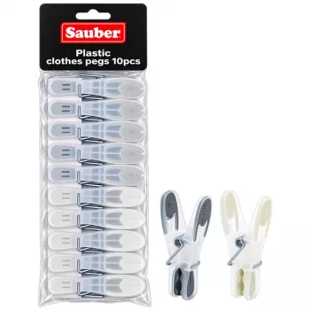Sauber plastikust pesukonksud 10 tk roheline/kollane/hall