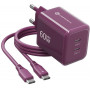 Forcell F-Energy GaN III VT-60 60W PD QC 4.0+ 2x USB-C burgundia seinalaadija + USB-C kaabel