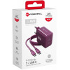 Forcell F-Energy GaN III VT-60 60W PD QC 4.0+ 2x USB-C burgundia seinalaadija + USB-C kaabel