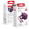 Forcell F-Energy GaN III VT-60 60W PD QC 4.0+ 2x USB-C burgundia seinalaadija + USB-C kaabel