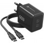 Forcell F-Energy GaN III VT-60 60W PD QC 4.0+ 2x USB-C must seinalaadija + USB-C kaabel