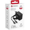 Forcell F-Energy GaN III VT-60 60W PD QC 4.0+ 2x USB-C must seinalaadija + USB-C kaabel