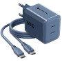 Forcell F-Energy GaN III VT-60 60W PD QC 4.0+ 2x USB-C seinalaadija tumesinine + USB-C kaabel