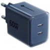 Forcell F-Energy GaN III VT-60 60W PD QC 4.0+ 2x USB-C seinalaadija tumesinine + USB-C kaabel