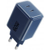 Forcell F-Energy GaN III VT-60 60W PD QC 4.0+ 2x USB-C seinalaadija tumesinine + USB-C kaabel