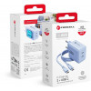Forcell F-Energy GaN III VT-60 60W PD QC 4.0+ 2x USB-C seinalaadija sinine + USB-C kaabel