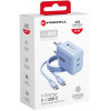 Forcell F-Energy GaN III VT-60 60W PD QC 4.0+ 2x USB-C seinalaadija sinine + USB-C kaabel