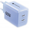 Forcell F-Energy GaN III VT-60 60W PD QC 4.0+ 2x USB-C seinalaadija sinine + USB-C kaabel