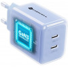 Forcell F-Energy GaN III VT-60 60W PD QC 4.0+ 2x USB-C seinalaadija sinine + USB-C kaabel