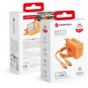 Forcell F-Energy GaN III VT-60 60W PD QC 4.0+ 2x USB-C seinalaadija oranž + USB-C kaabel