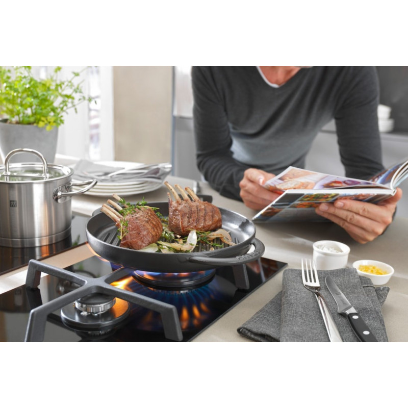 STAUB ümmargune malmist grillpann kahe käepidemega 40509-522-0 - grafiit 26 cm