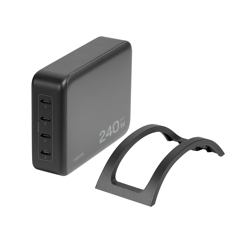 Logilink USB-C laua laadija, 240 W, GaN, 4-porti, 4x USB-C (PD), must