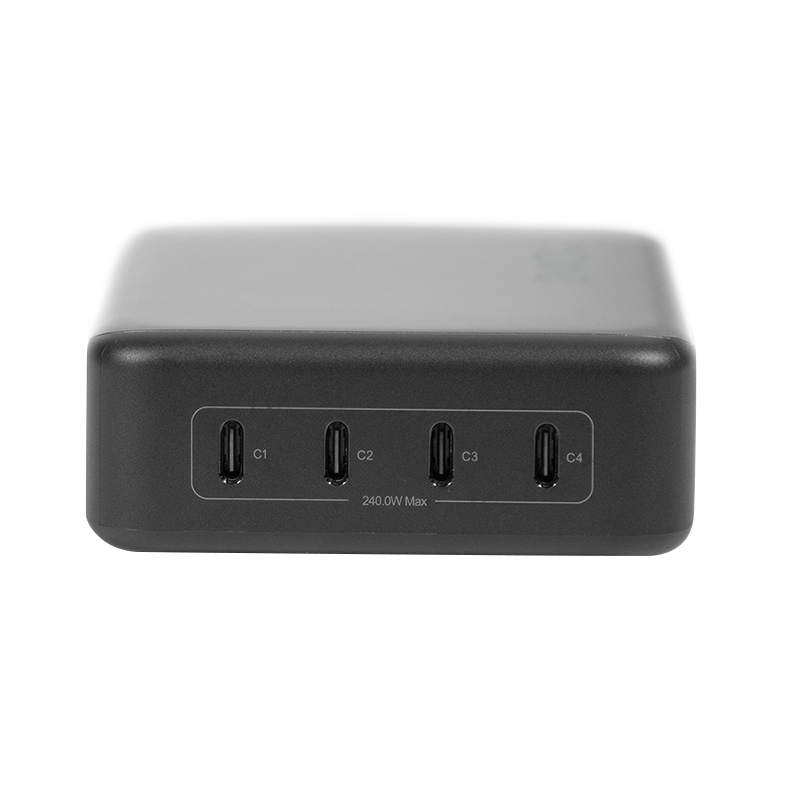 Logilink USB-C laua laadija, 240 W, GaN, 4-porti, 4x USB-C (PD), must