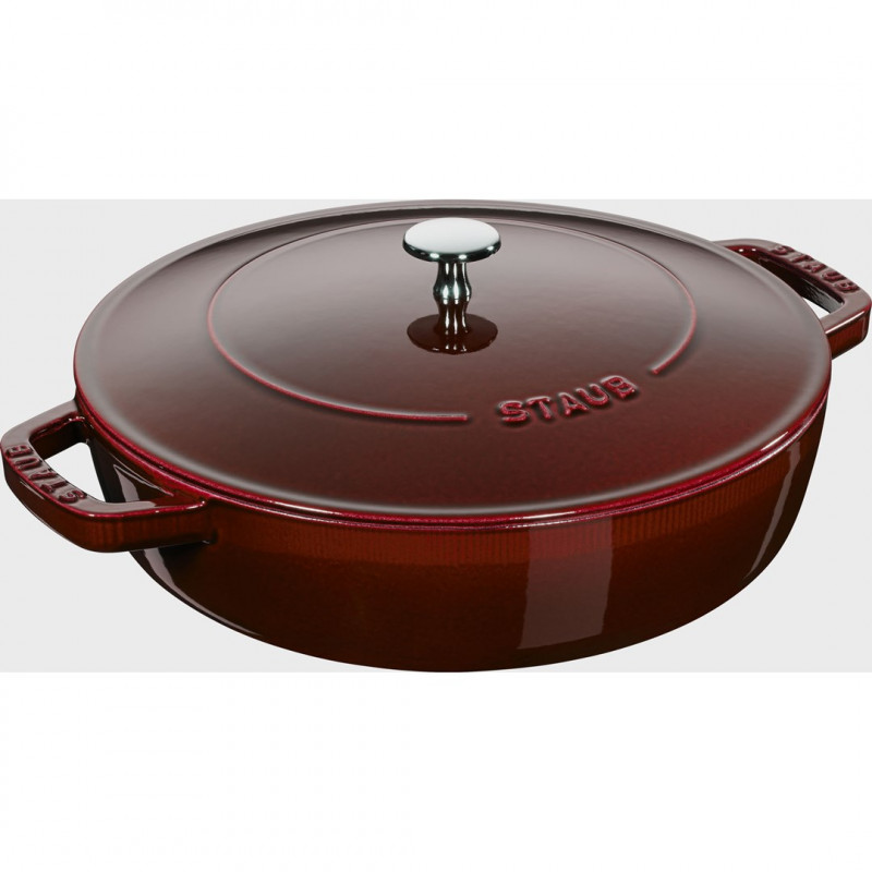 STAUB malmist hautamisplaat kaanega 24 cm, granaatõun