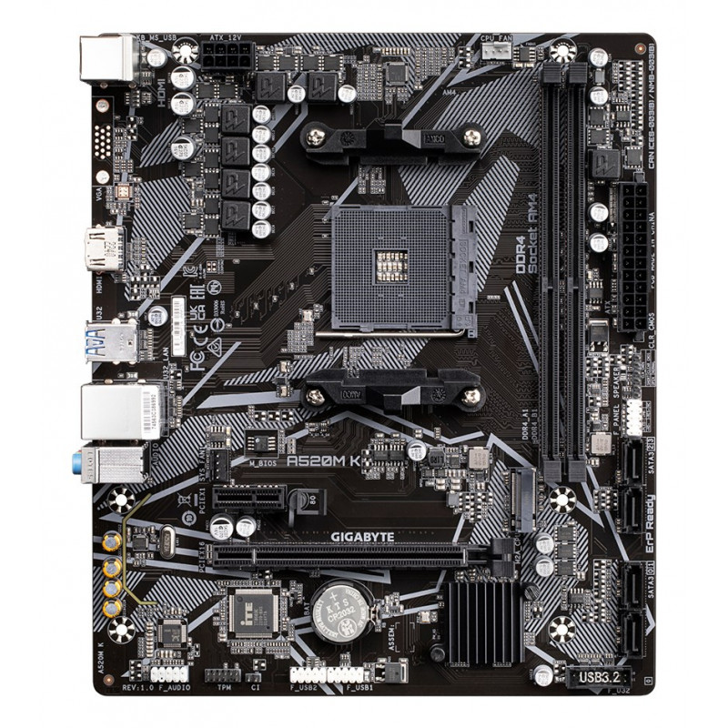 Gigabyte A520M K emaplaat, AMD A520, AM4, mATX