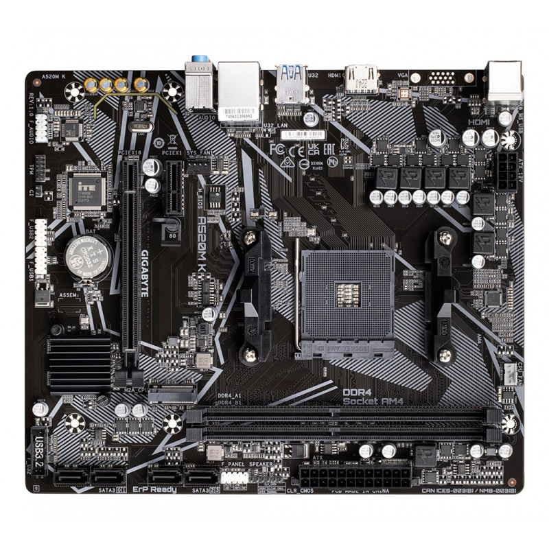 Gigabyte A520M K emaplaat, AMD A520, AM4, mATX