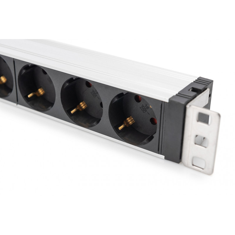 Digitus DN-95432 19 inch räki PDU, 6x Schuko, 2 m kaabel, Schuko pistik, 16 A, liigpingekaitse ja filter
