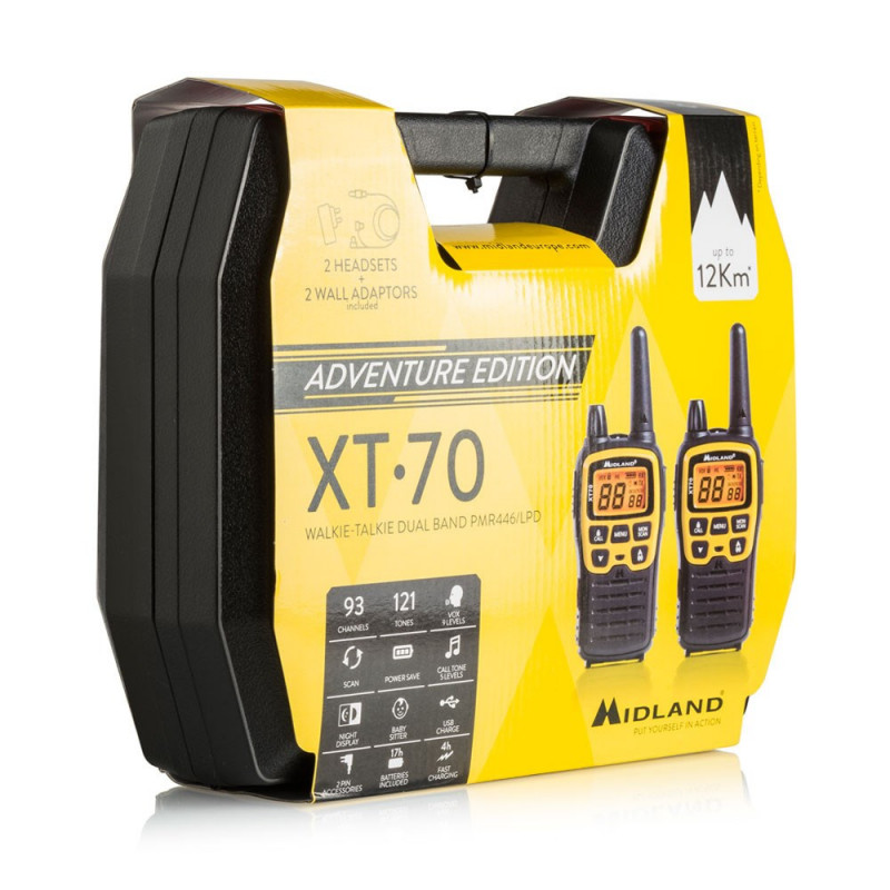 Midland XT70 Adventure raadiosaatja, 93 kanalit, 433,075 - 446,09375 MHz, must/kollane
