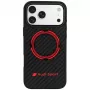 Audi RSQ süsinikkiust sportlik punase ringiga MagSafe ümbris iPhone 18 Pro Max / 17 Pro Max jaoks, must