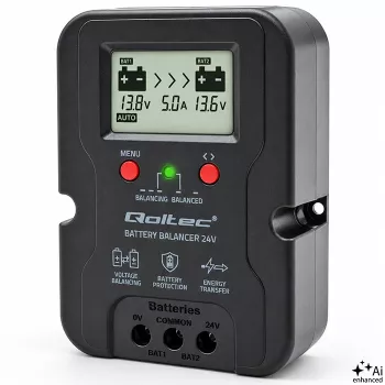 Qoltec pingetasakaalustaja 24V 2 x 12V akudele | 5A | AGM GEL LiFePO4 | LCD