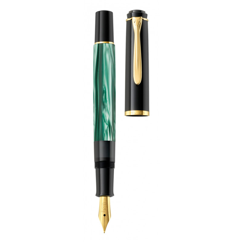 Pelikan Classic M200 kolbtäitega täitesulepea, roheline marmorjas