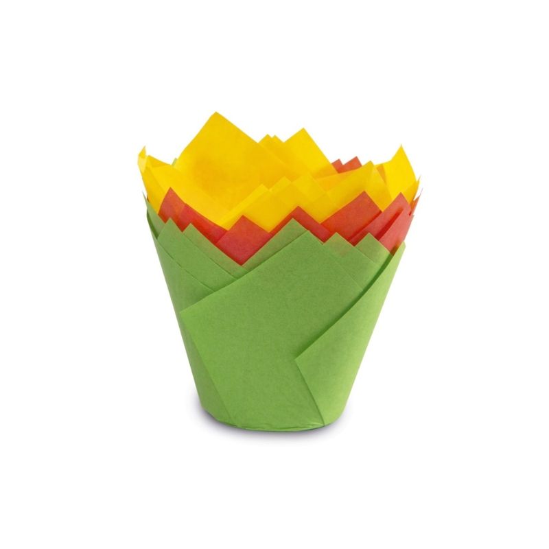 Guardini tulbi kujulised paberküpsisetopsid 12 tk värvilised Easy Bake Ø 7,5 x 8 cm