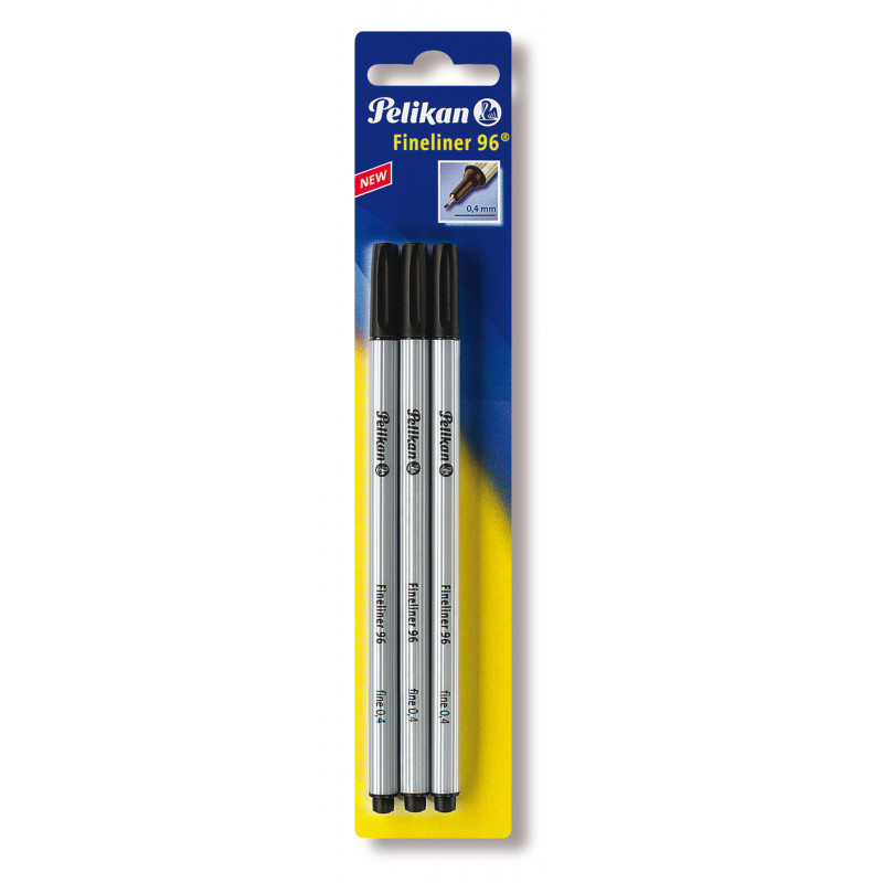 Pelikan Fineliner 96, must, metallkattega ots, dokumendikindel valguskindel tint