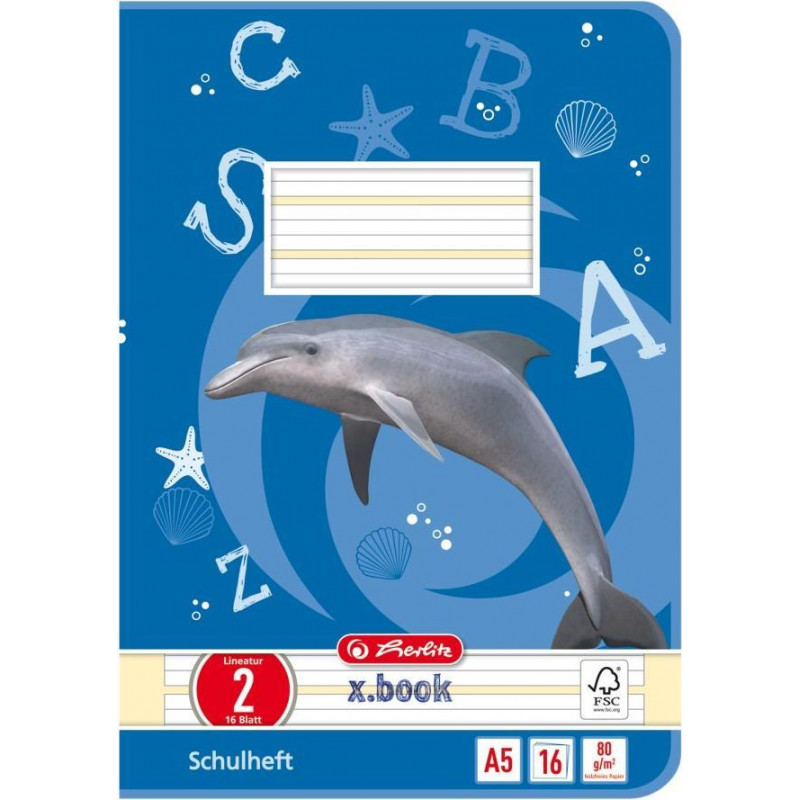 Herlitz vihik A5, 16 lehte, joonestus 02 (jooneline), FSC