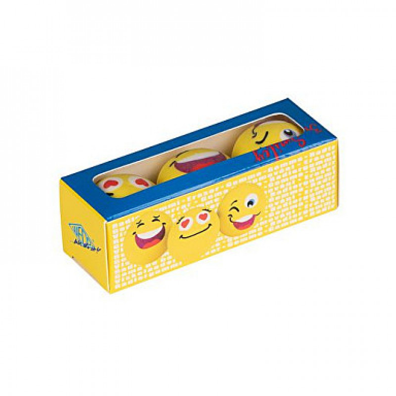 WEDO SMILEY kustutuskumm, kollane, 3 disaini ühes karbis